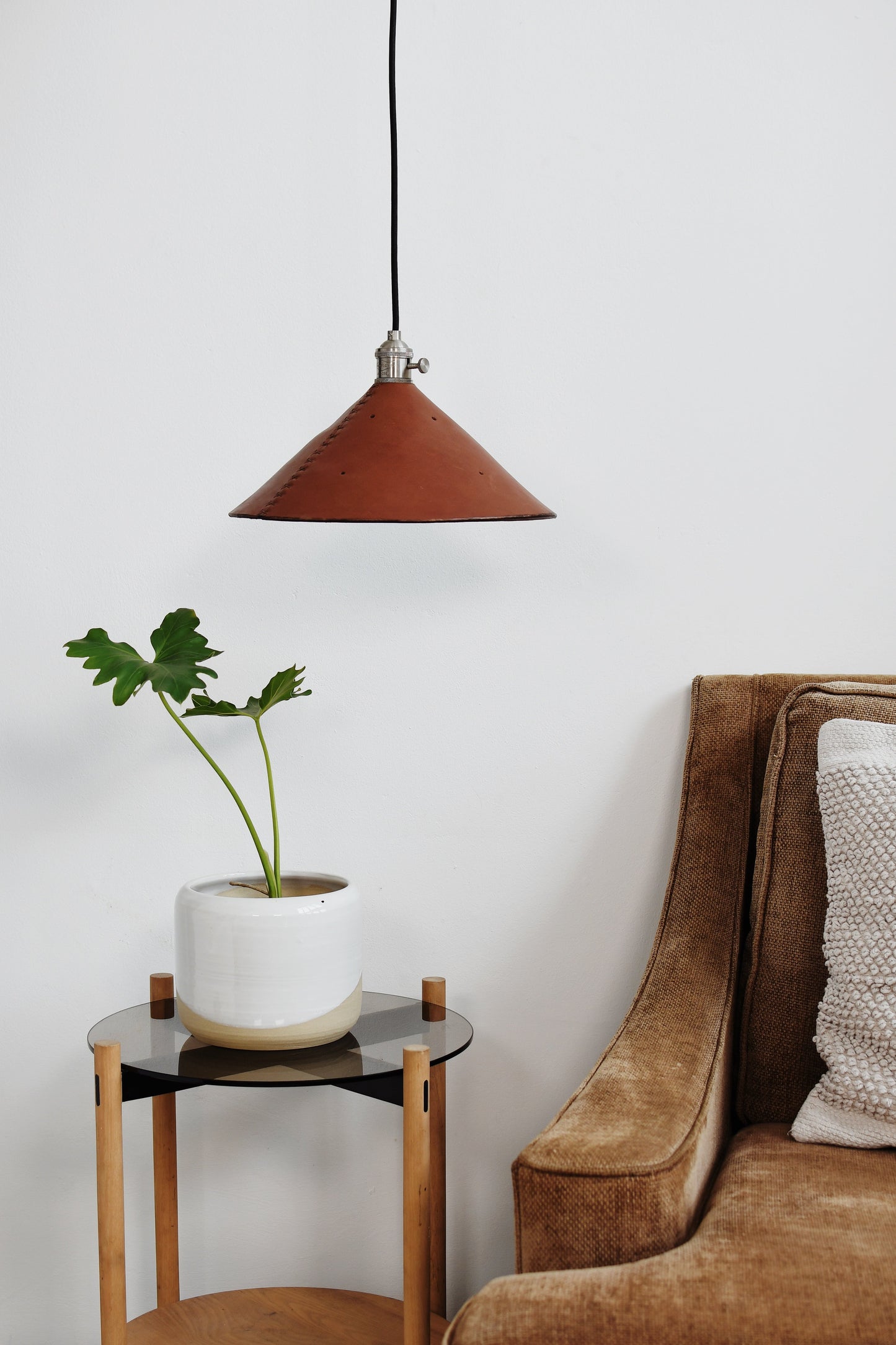 Brown Leather Light Pendant