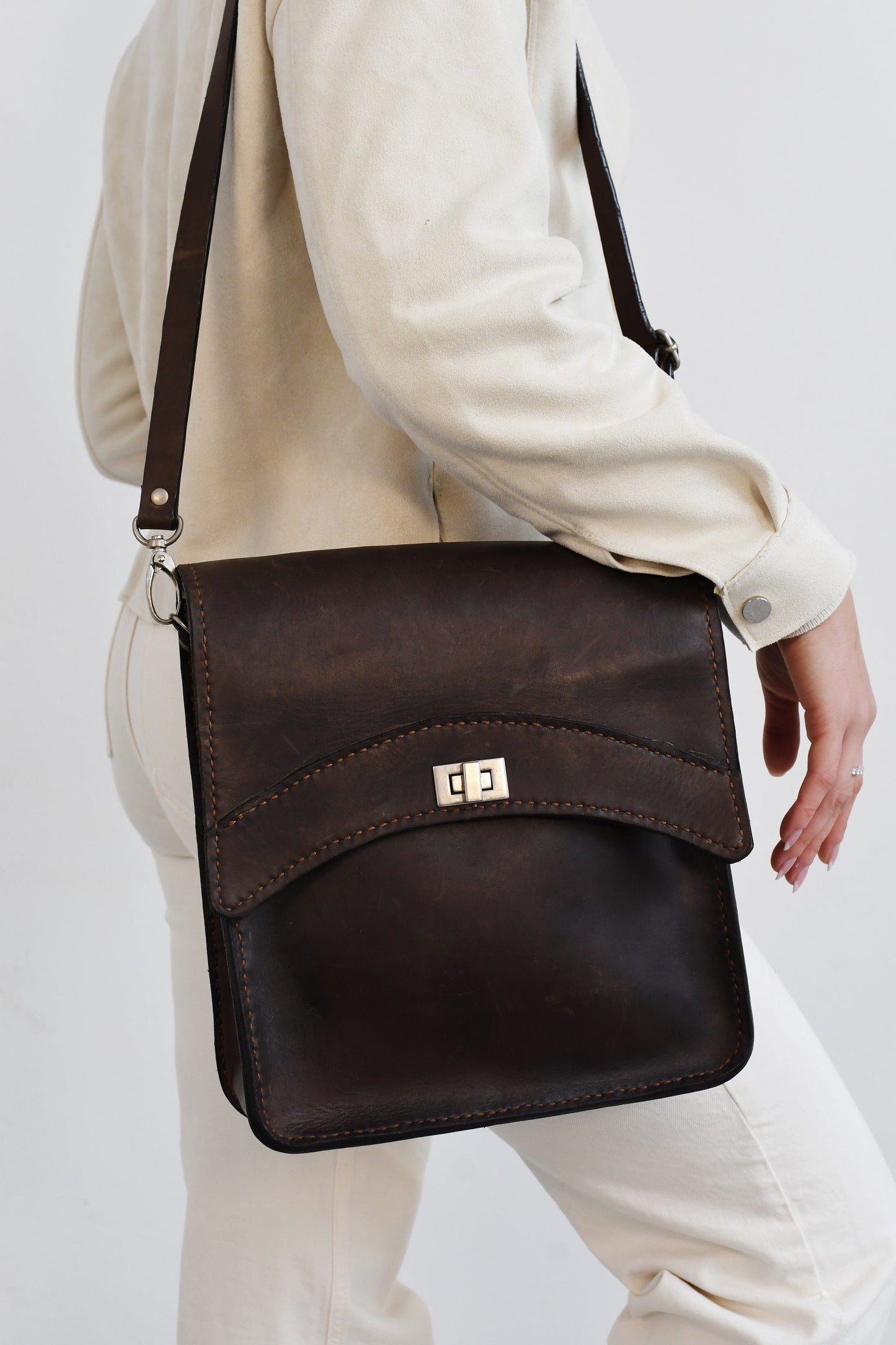 Leather Messenger Bag Small