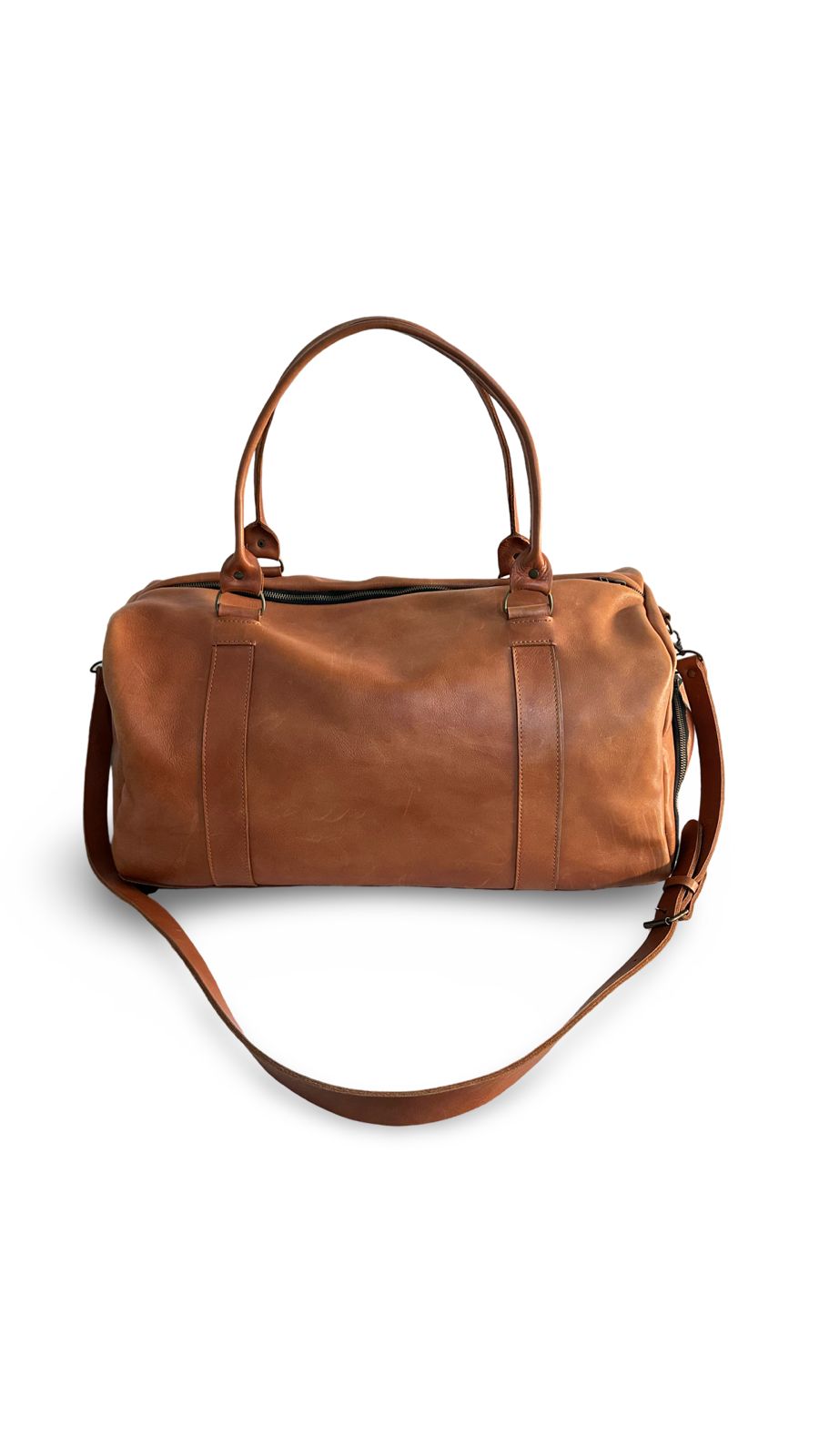 Tan Leather Duffel Bag