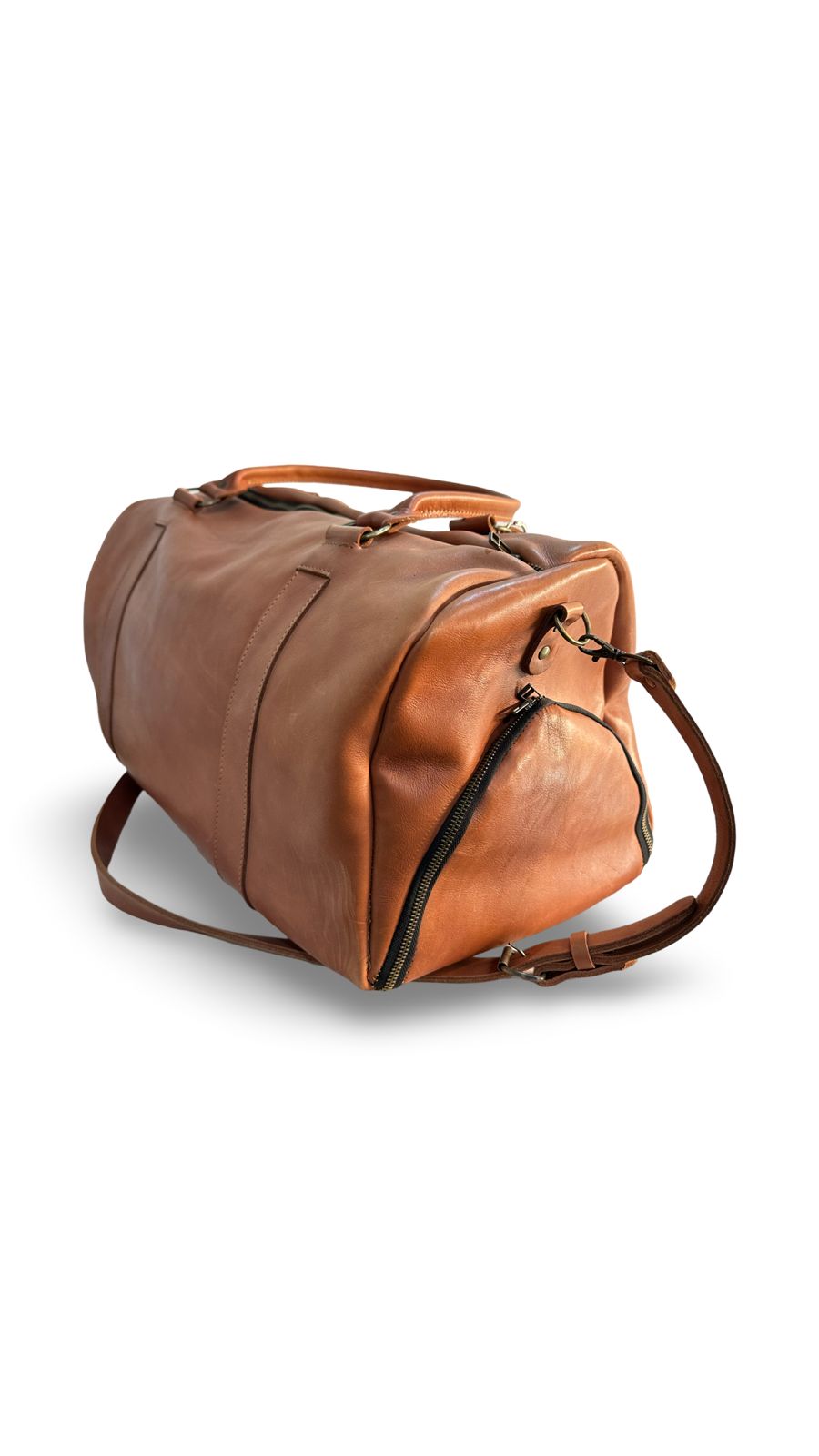 Tan Leather Duffel Bag