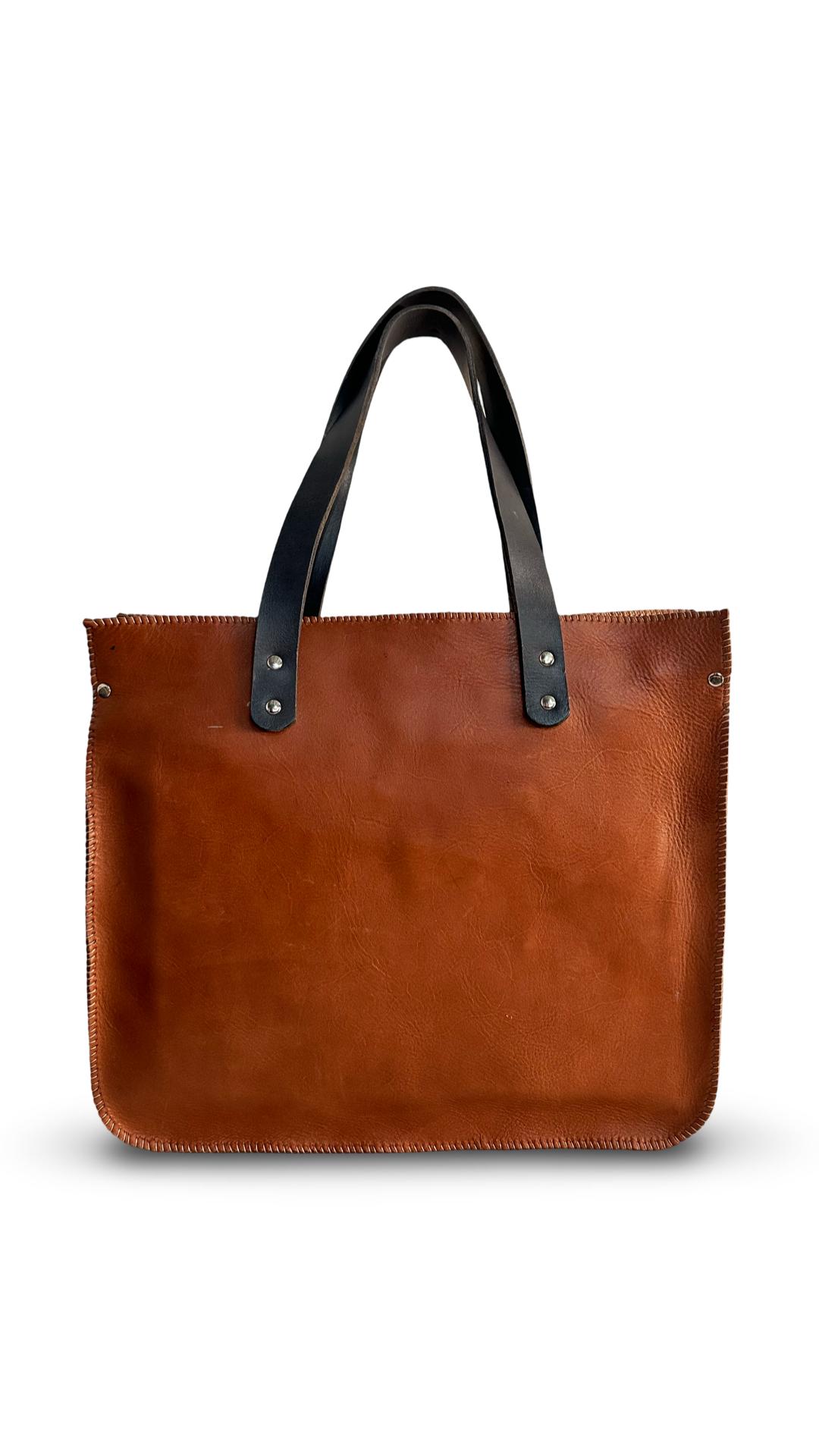 Two Tone Leather Tote Bag