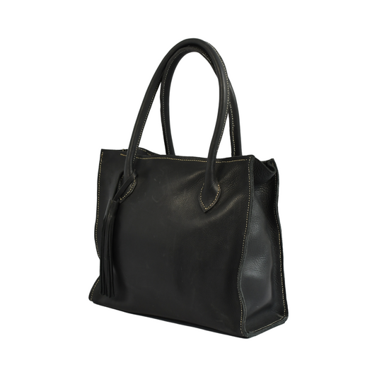 Black Leather Tote Bag