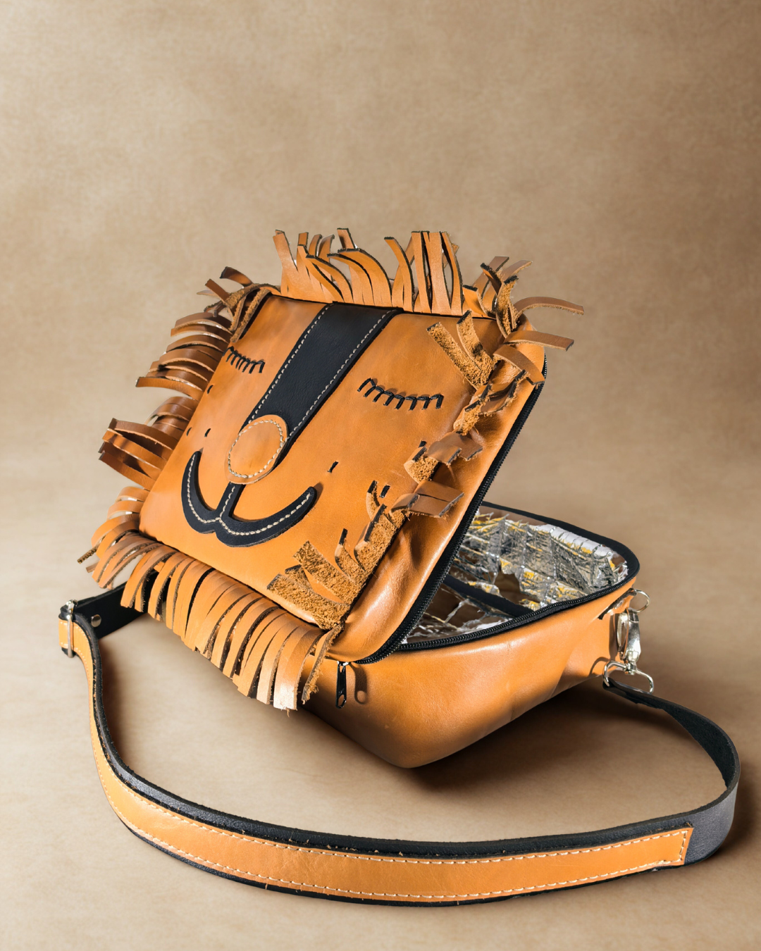 Leather Lion Lunch Bag