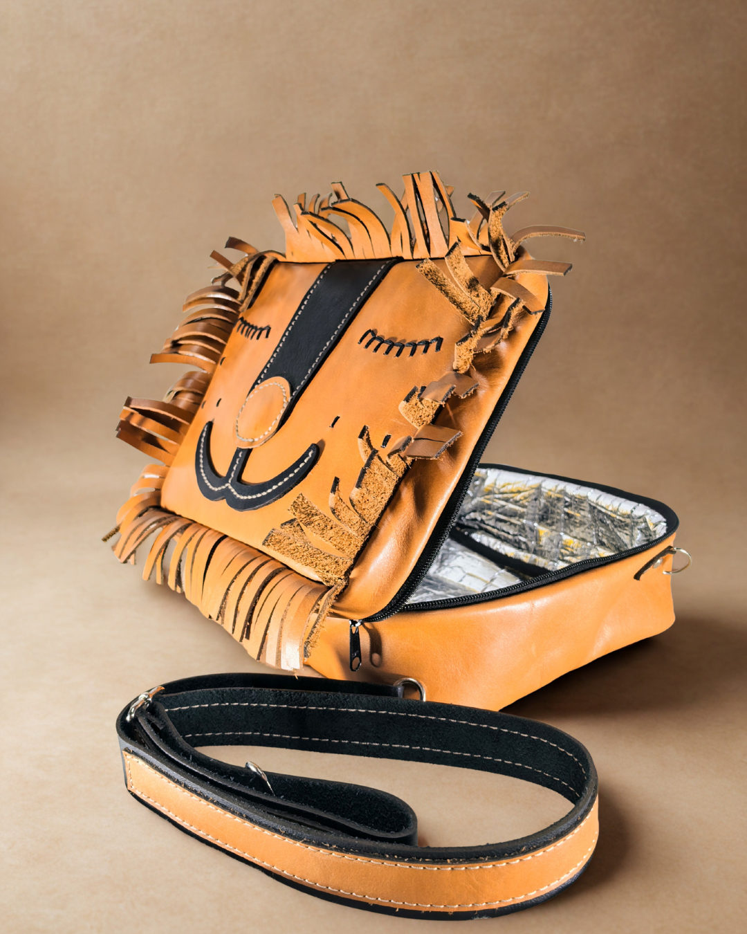 Leather Lion Lunch Bag