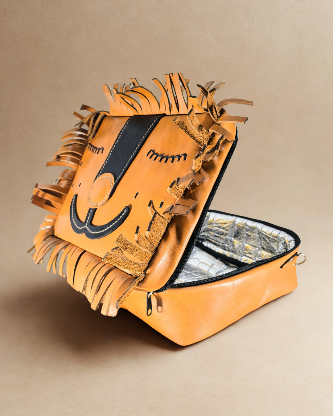 Leather Lion Lunch Bag