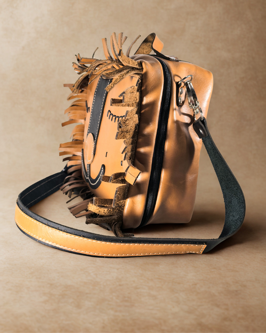 Leather Lion Lunch Bag
