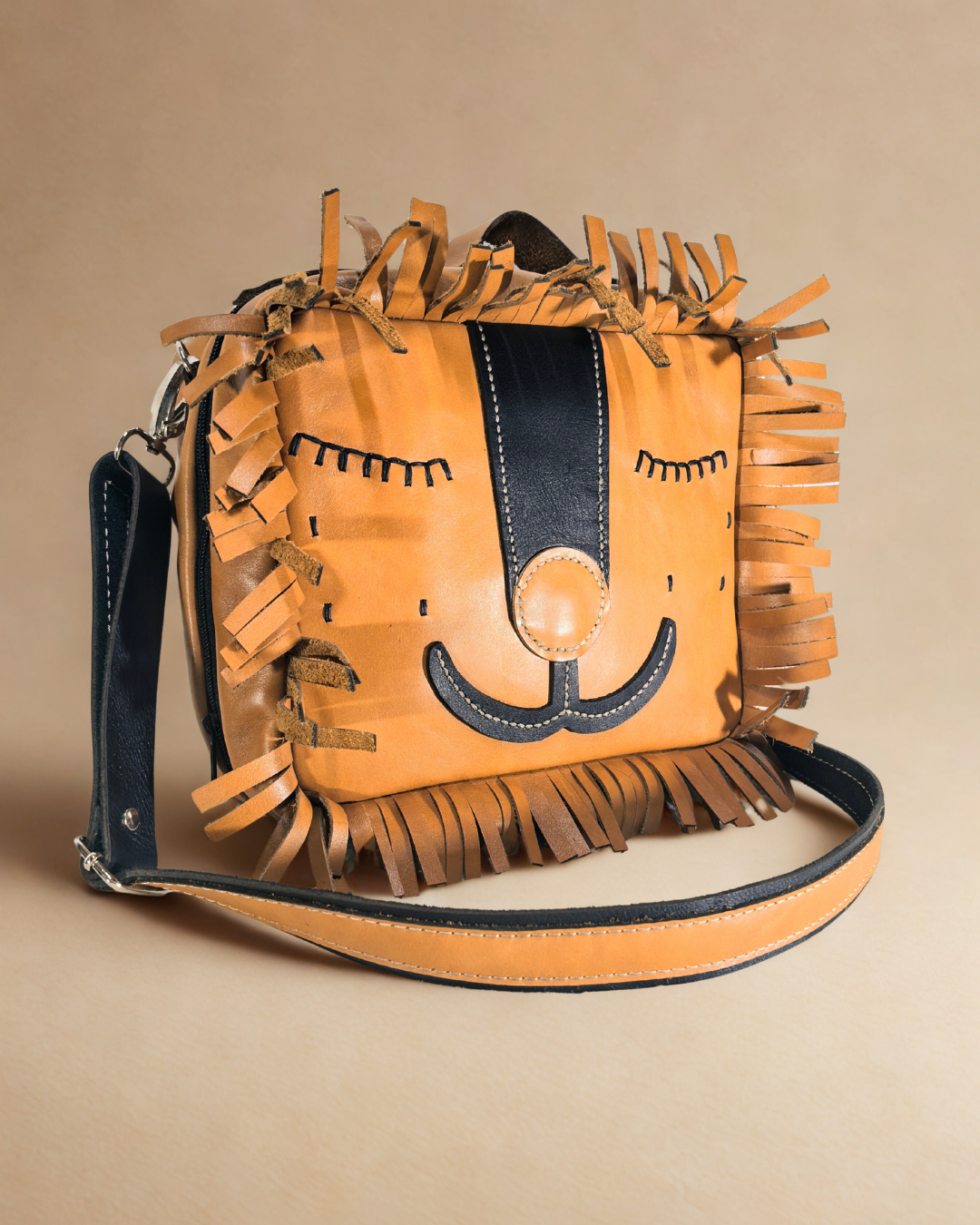 Leather Lion Lunch Bag