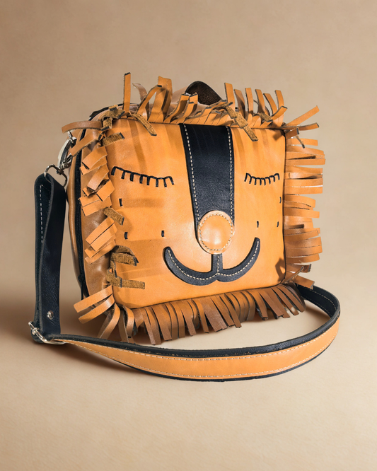Leather Lion Lunch Bag